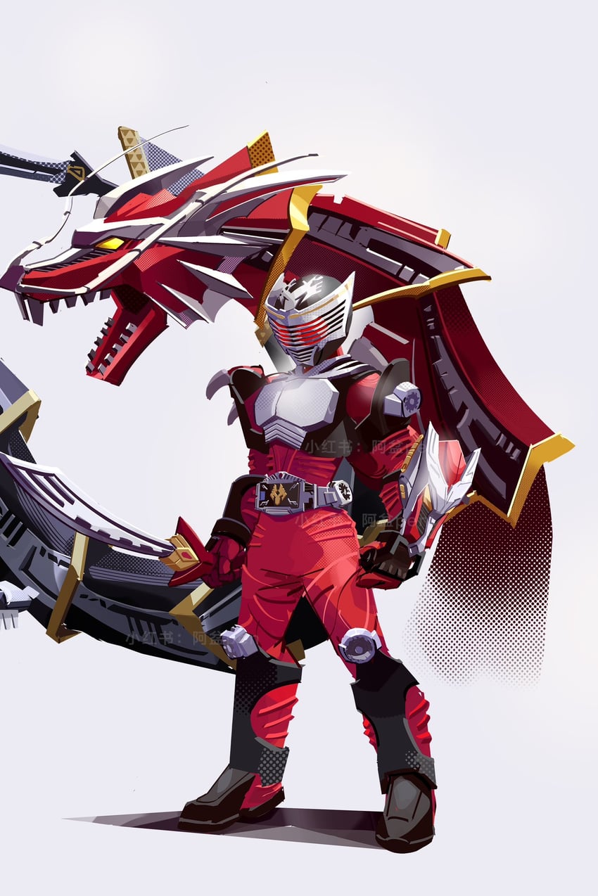 kamen rider ryuki and dragreder (kamen rider and 1 more) drawn by penpenhuihui