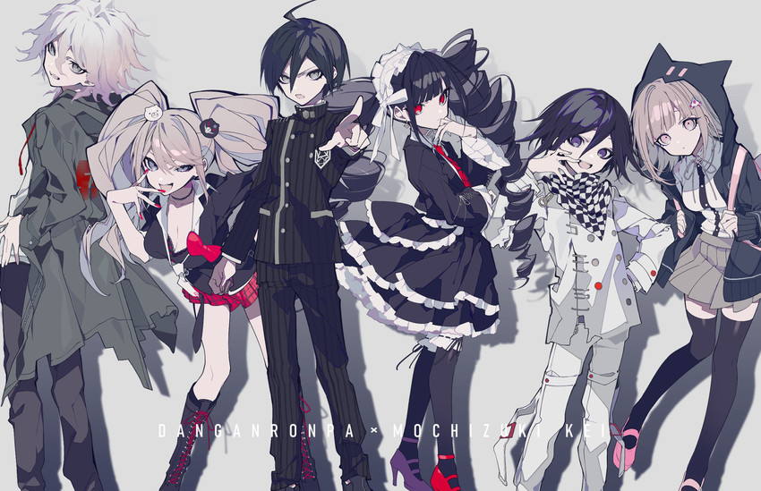 nanami chiaki, oma kokichi, saihara shuichi, komaeda nagito, enoshima junko, and 1 more (danganronpa and 4 more) drawn by mochizuki_kei