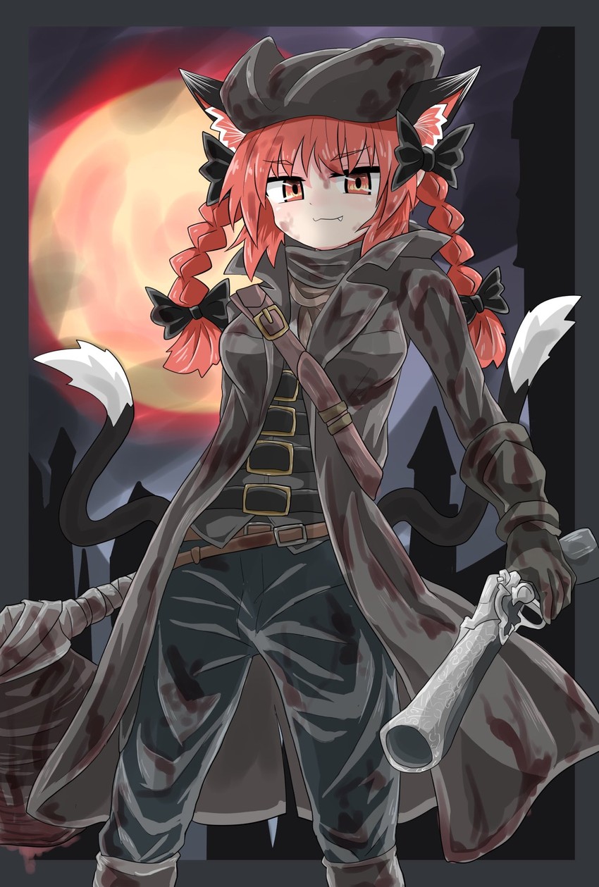 kaenbyou rin and hunter (touhou and 1 more) drawn by chups