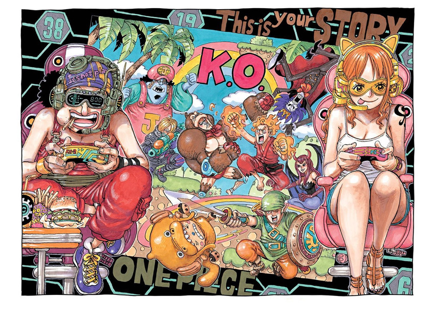 link, nami, morrigan aensland, monkey d. luffy, nico robin, and 9 more (one piece and 6 more) drawn by oda_eiichirou