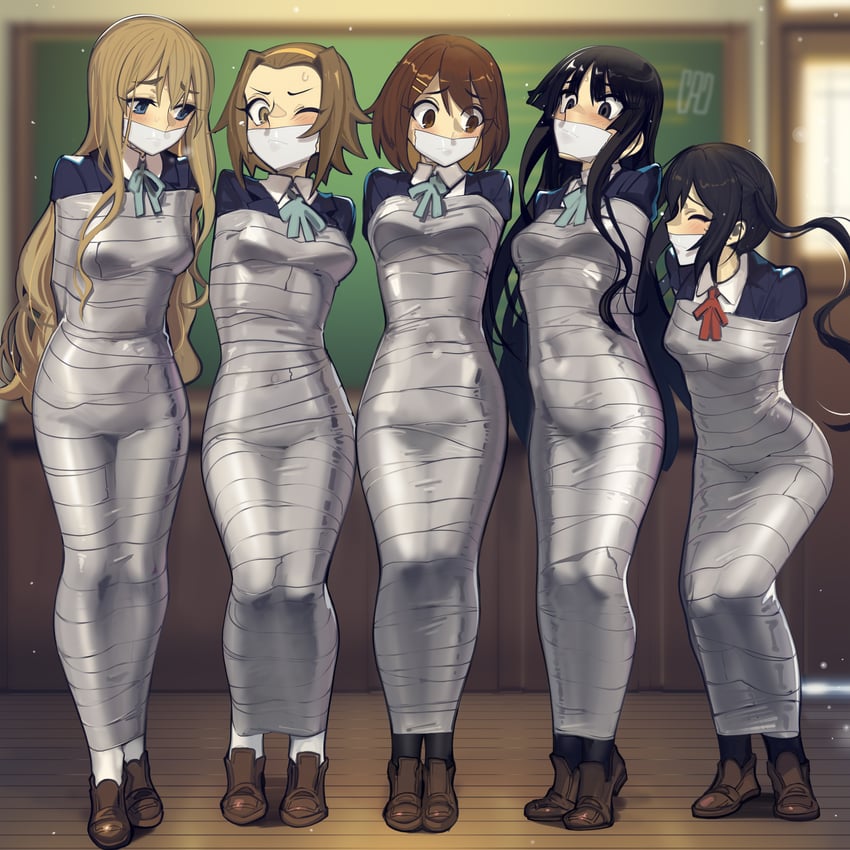 akiyama mio, nakano azusa, hirasawa yui, tainaka ritsu, and kotobuki tsumugi (k-on!) drawn by cad_(caddo)