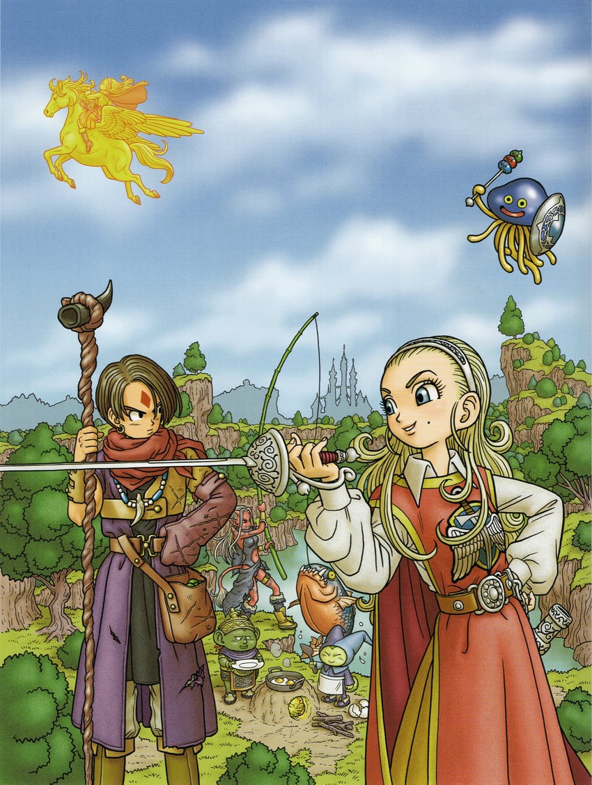 healslime, ogre, anlucea, hero, dwarf, and 3 more (dragon quest and 1 more) drawn by toriyama_akira