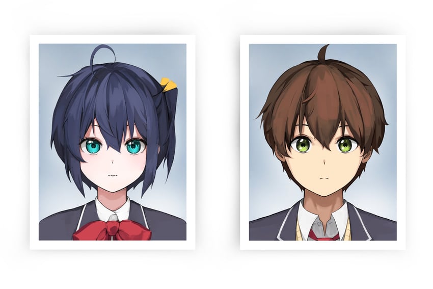 takanashi rikka and togashi yuuta (chuunibyou demo koi ga shitai!) drawn by gunu_(nyzn3223)