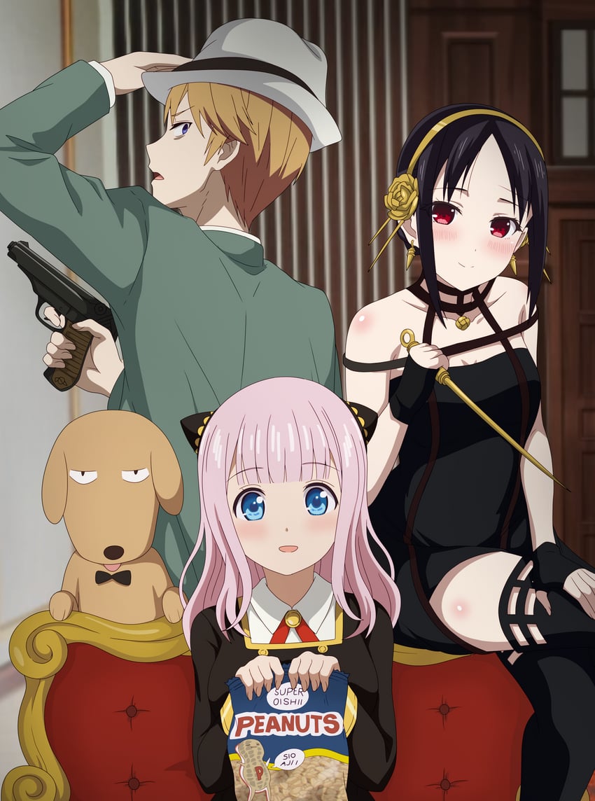 yor briar, anya, twilight, shinomiya kaguya, fujiwara chika, and 3 more (spy x family and 1 more) drawn by eufoniuz