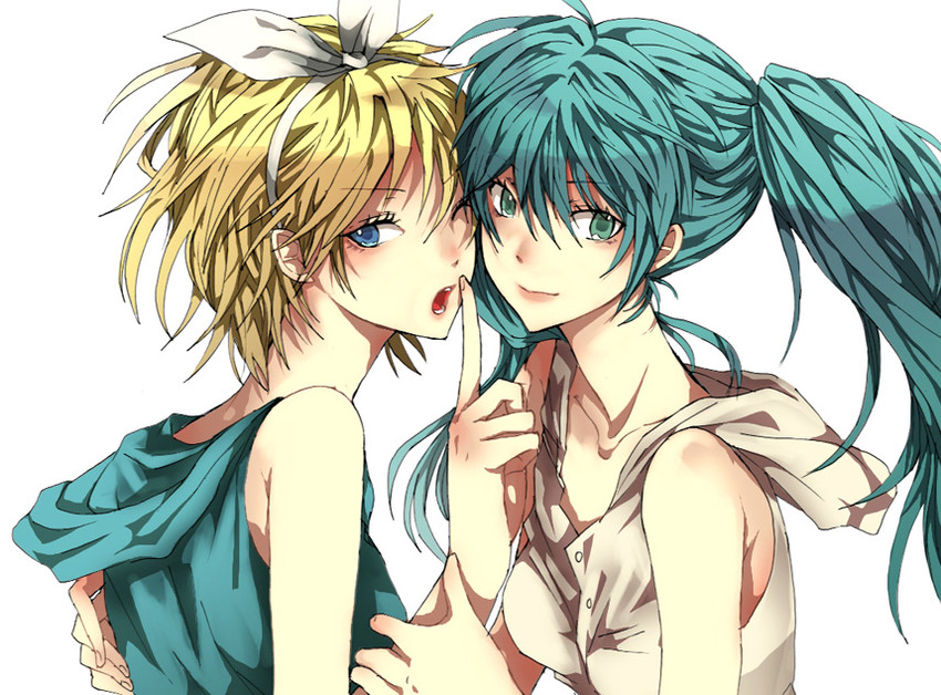 hatsune miku and kagamine rin (vocaloid) drawn by yuki_(fuguneko)