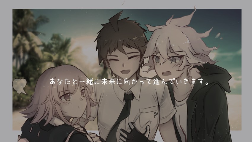 nanami chiaki, komaeda nagito, and hinata hajime (danganronpa and 1 more) drawn by san_tu_(shamrock)