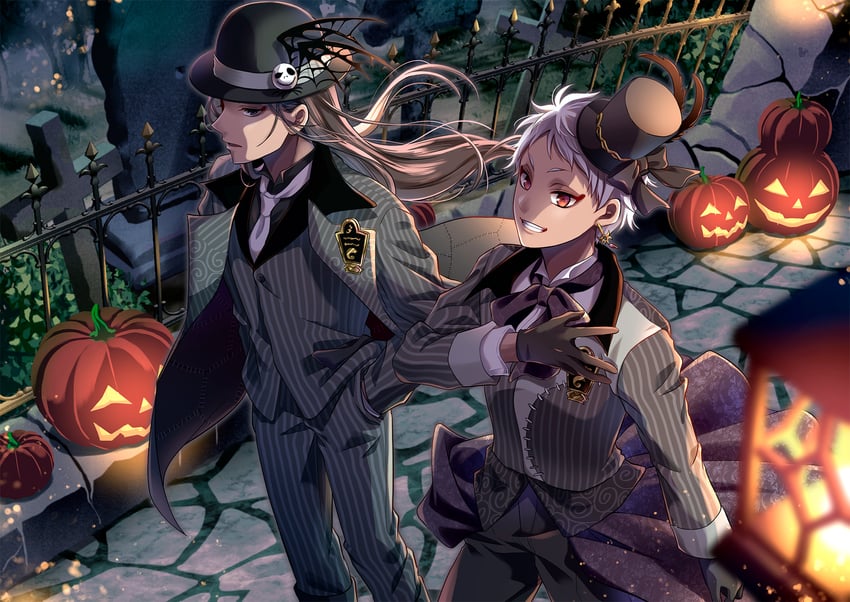 jamil viper, kalim al-asim, and jack skellington (twisted wonderland and 1 more) drawn by kumaru_ayaka