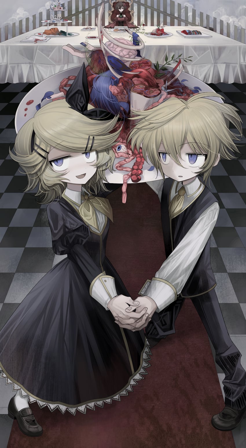 kagamine rin, kagamine len, kaito, meiko, banica conchita, and 3 more (vocaloid and 2 more) drawn by meyou_0319