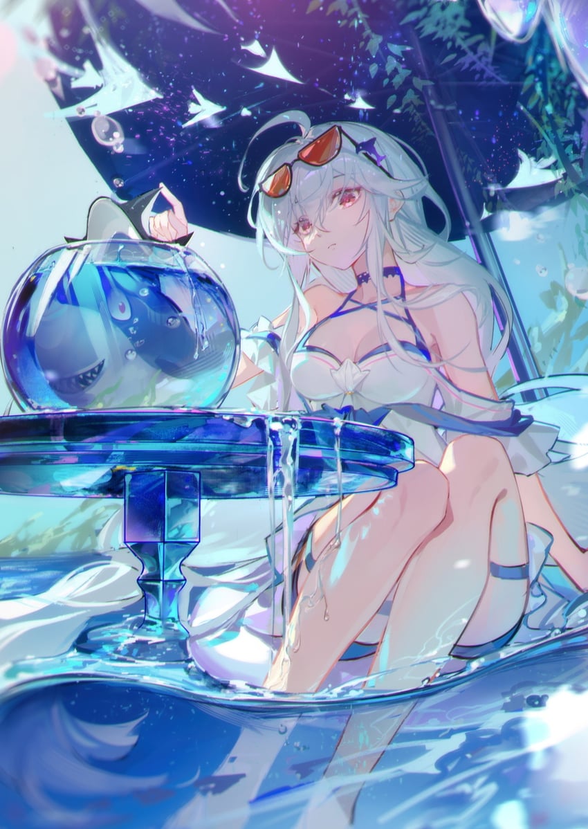 skadi, specter, and specter the unchained (arknights) drawn by crow_yayu