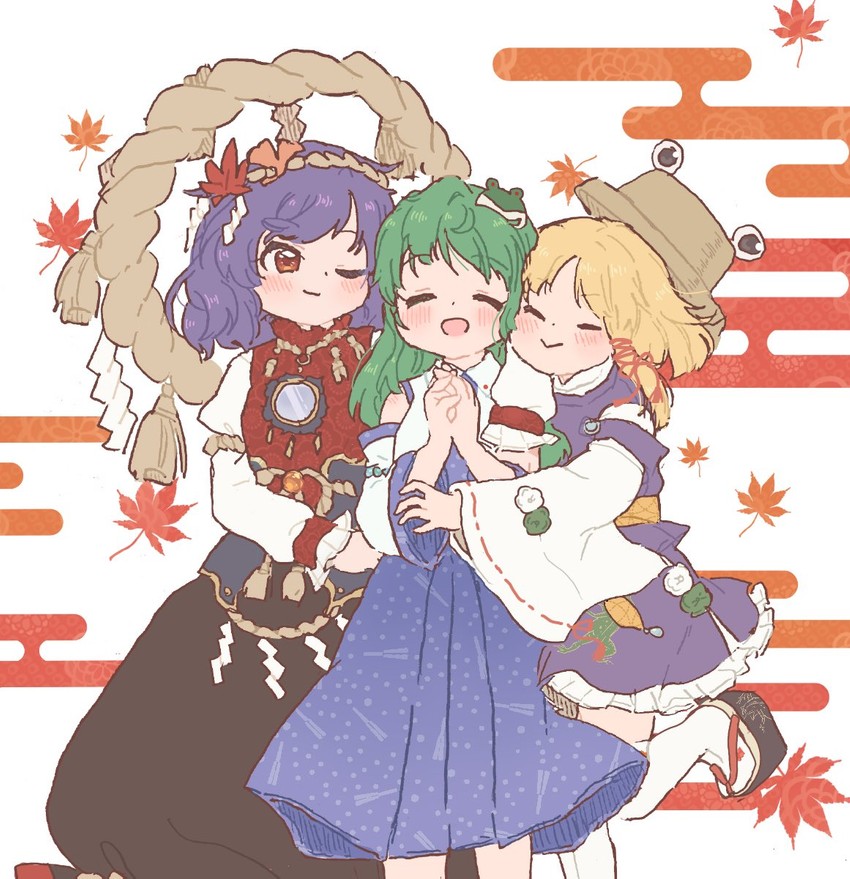 kochiya sanae, moriya suwako, and yasaka kanako (touhou) drawn by sakurasaka