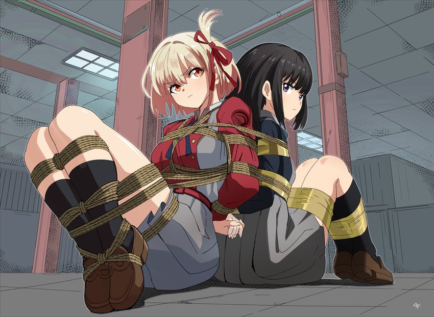 nishikigi chisato and inoue takina (lycoris recoil) drawn by sharpffffff