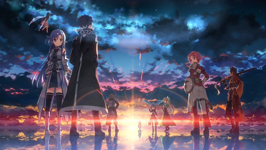 asuna, kirito, sinon, leafa, silica, and 5 more (sword art online) drawn by yuuki_tatsuya