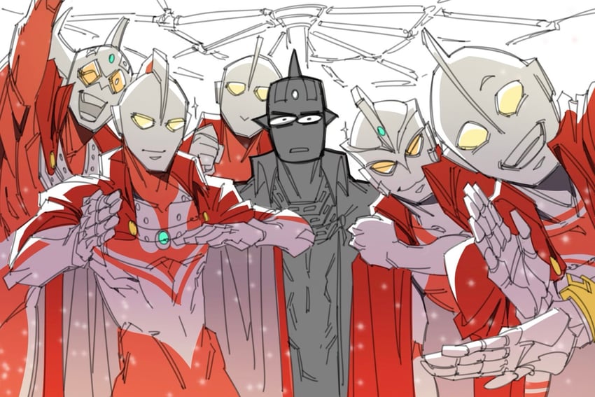 ultraman, ultraseven, ultraman tarou, ultraman jack, zoffy, and 1 more (ultra series and 5 more) drawn by ju5tab0r3d1