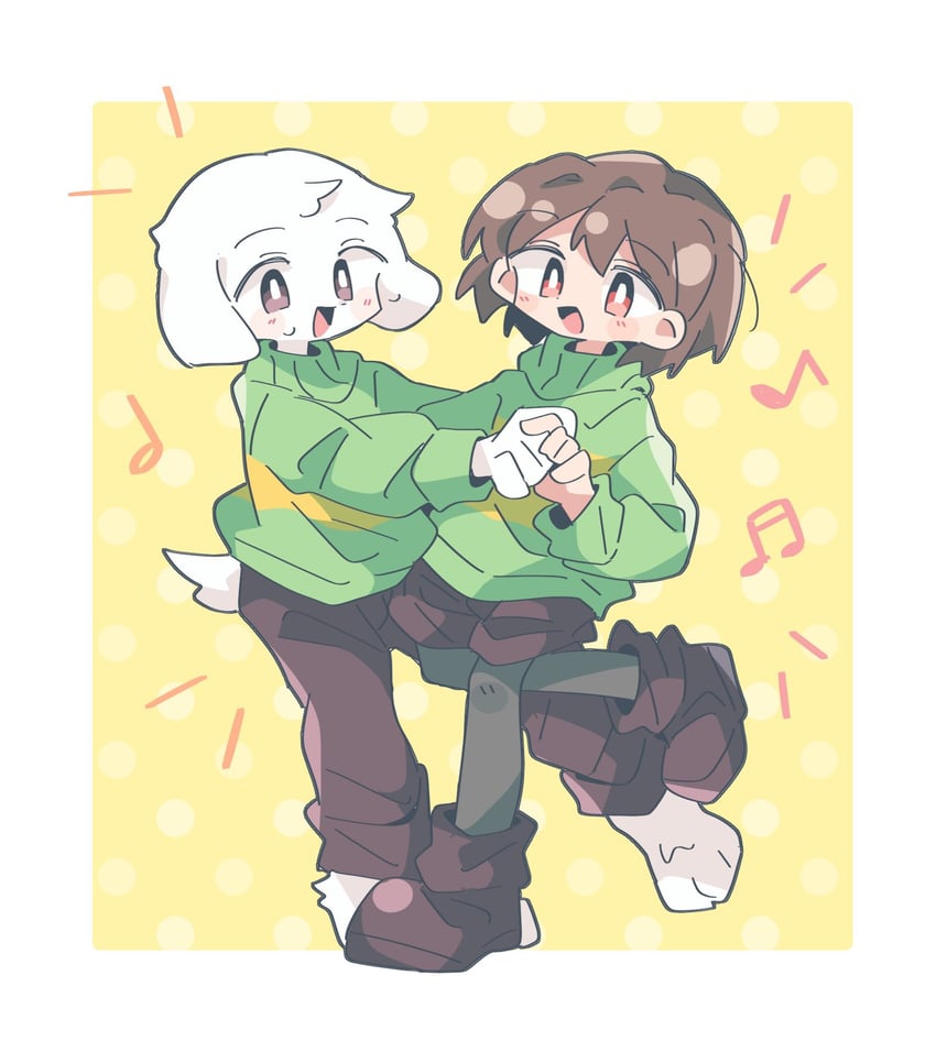 chara and asriel dreemurr (undertale and 1 more) drawn by asechiruk