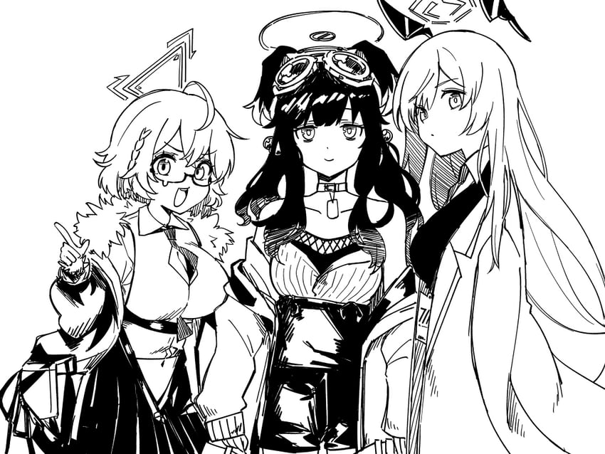 hibiki, kotori, and utaha (blue archive) drawn by shigatsu_shizuki