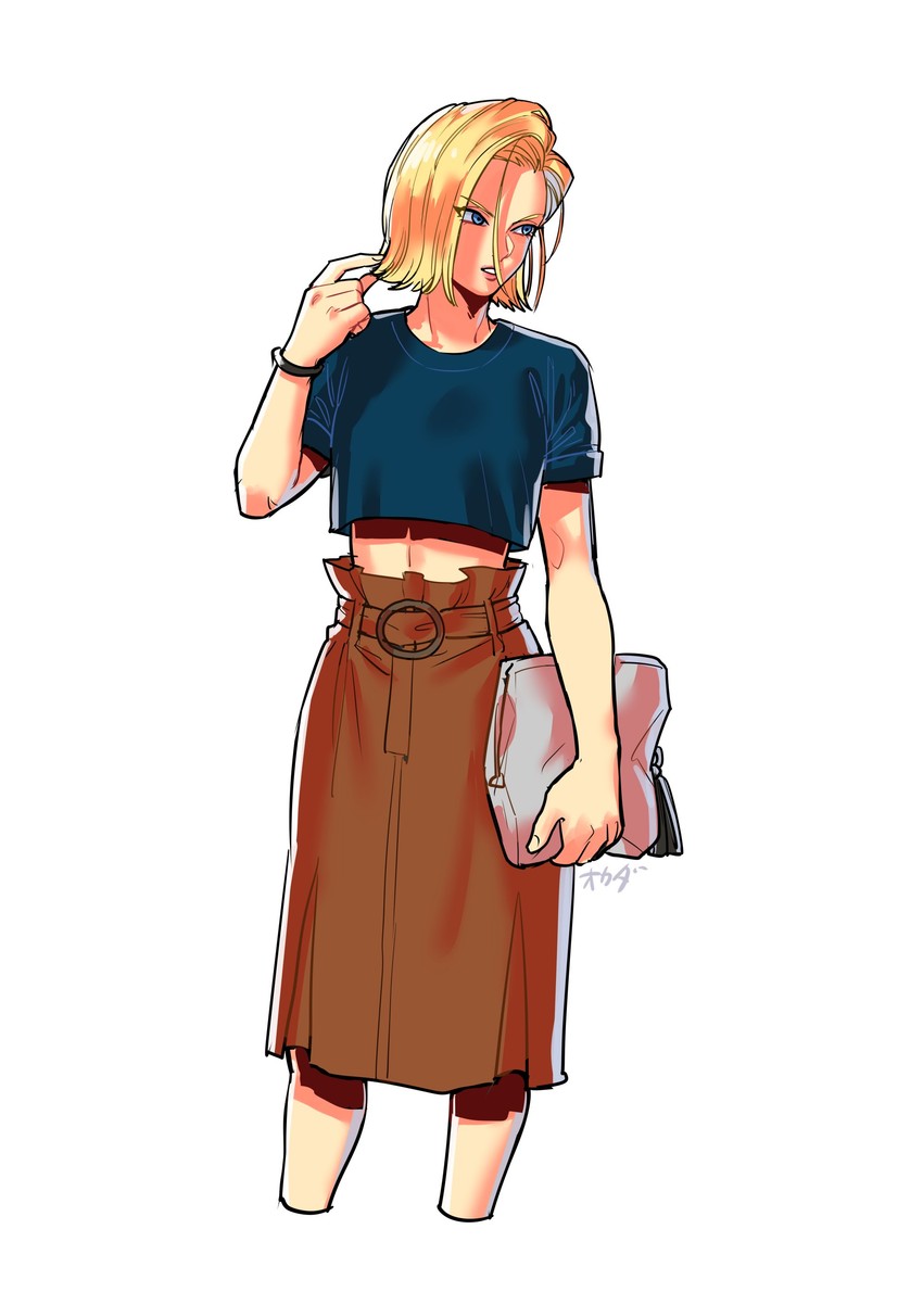 android 18 (dragon ball and 1 more) drawn by okada_(hoooojicha)