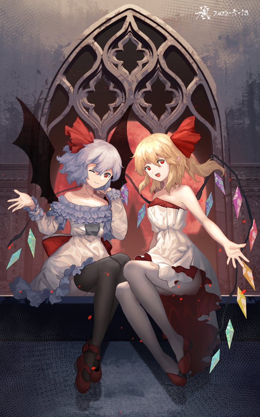 remilia scarlet and flandre scarlet (touhou) drawn by furahata_gen