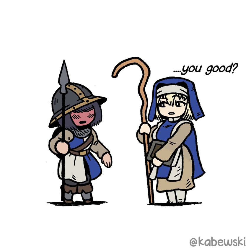 spearman and monk (age of empires and 1 more) drawn by kabewski