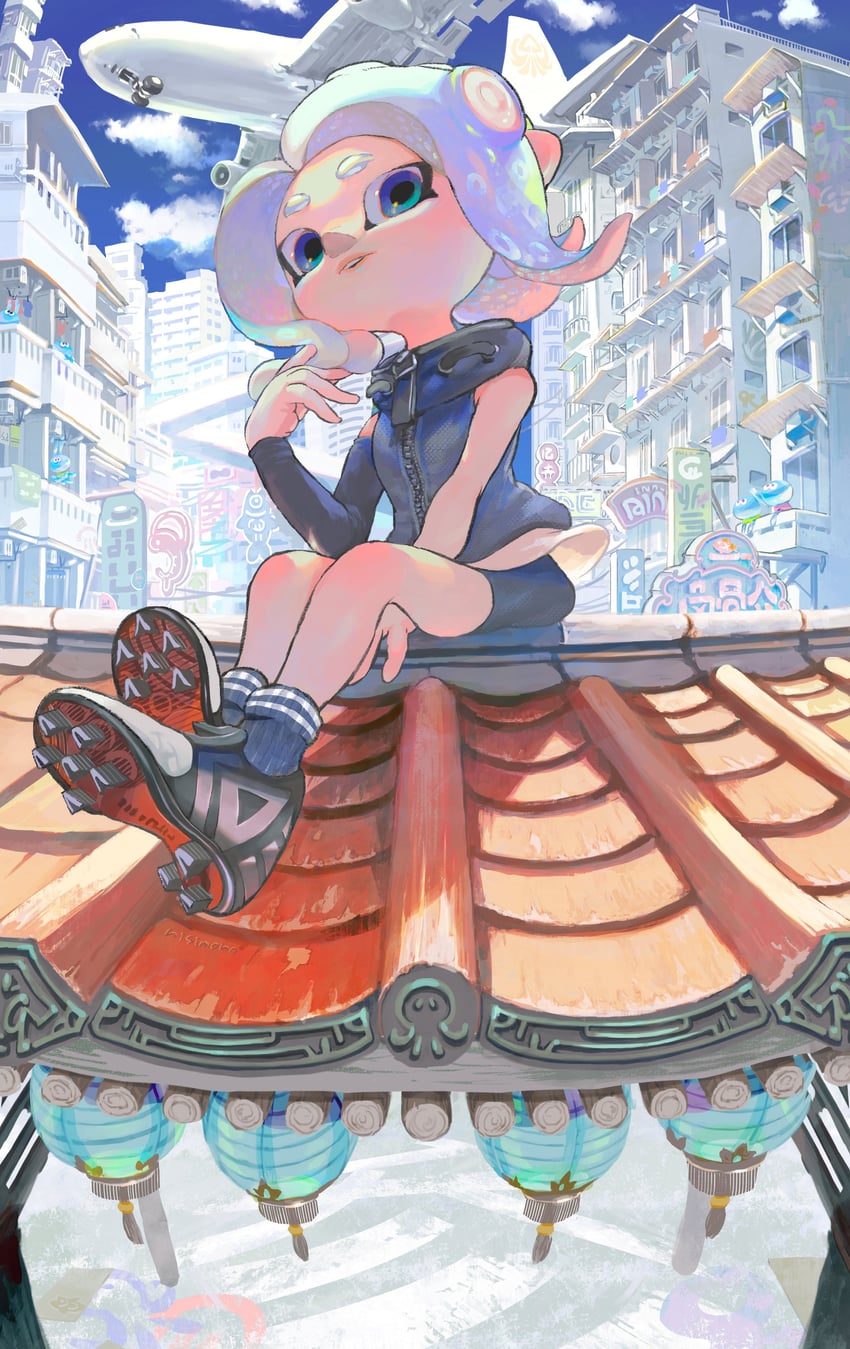 octoling player character, octoling girl, and jellyfish (splatoon and 1 more) drawn by minato_(minat0)