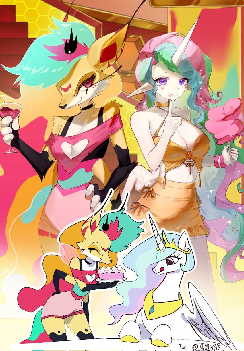princess celestia and beelzebub (my little pony and 2 more) drawn by xdxday365