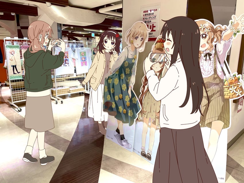 oomuro sakurako, oomuro hanako, oomuro nadeshiko, miwa ai, yaeno miho, and 1 more (yuruyuri and 1 more) drawn by namori