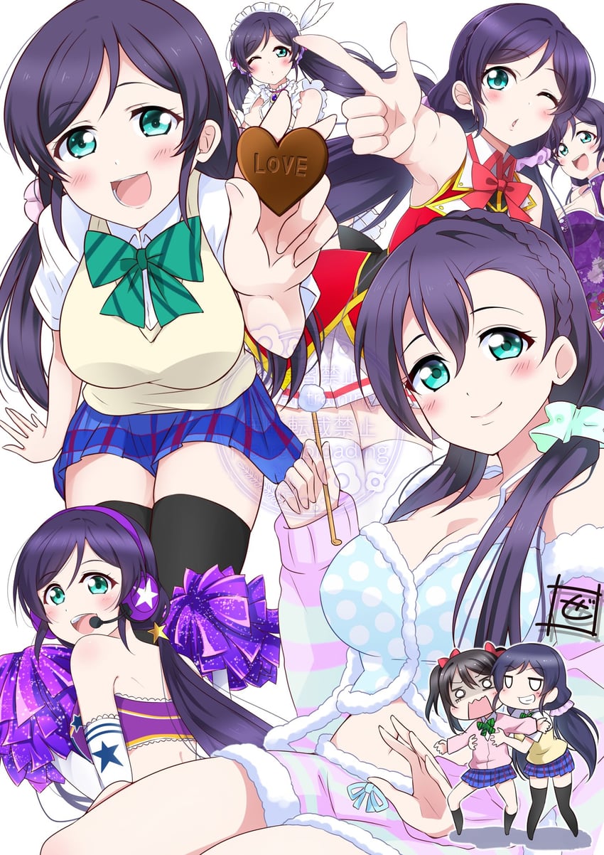 tojo nozomi and yazawa nico (love live! and 1 more) drawn by zero-theme