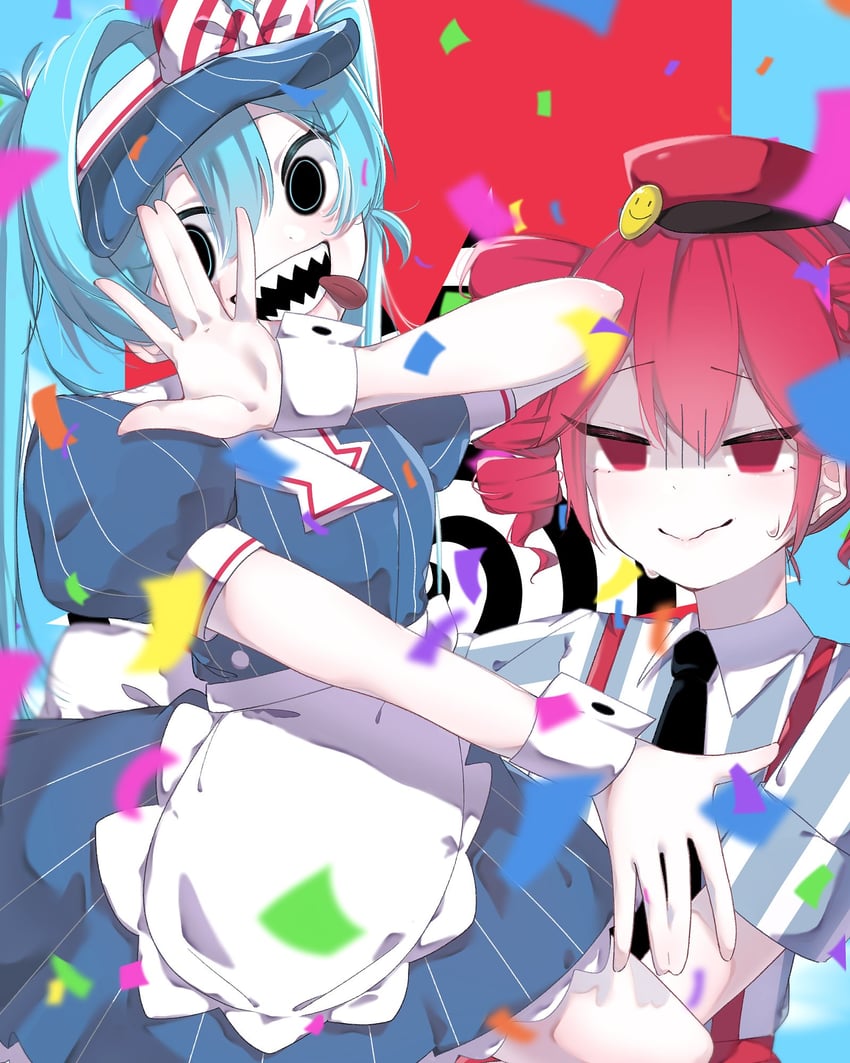 hatsune miku and kasane teto (vocaloid and 2 more) drawn by maguuuu_21