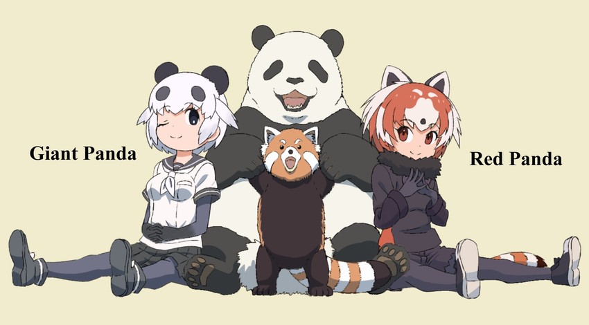 red panda and giant panda (kemono friends and 1 more) drawn by yamaguchi_yoshimi