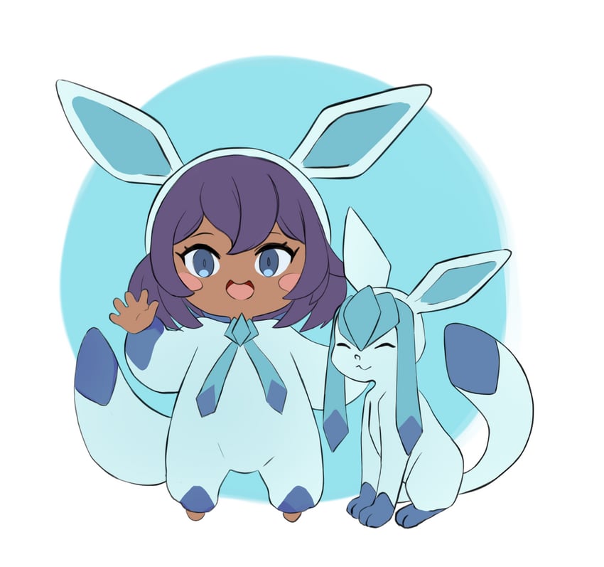 glaceon and sina (pokemon and 1 more) drawn by drawfag