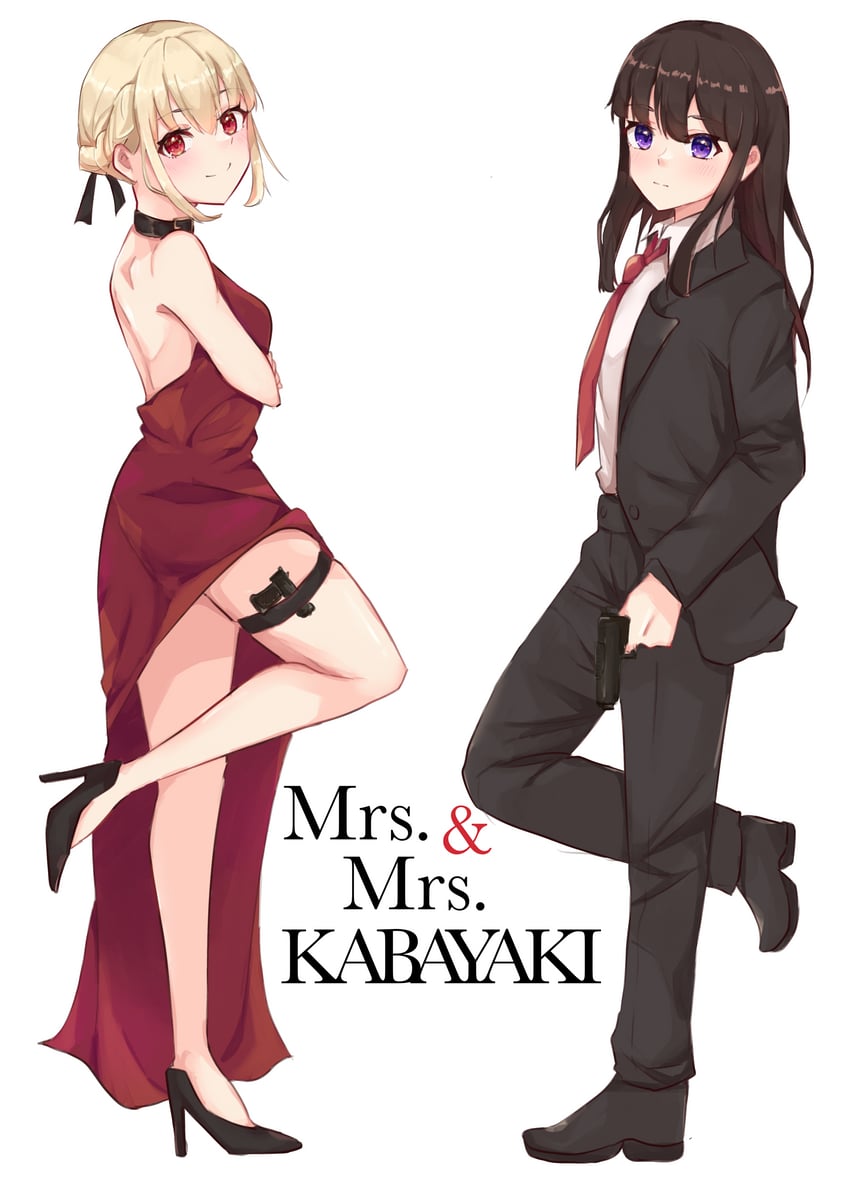 nishikigi chisato and inoue takina (lycoris recoil and 1 more) drawn by hirasawa_izumi