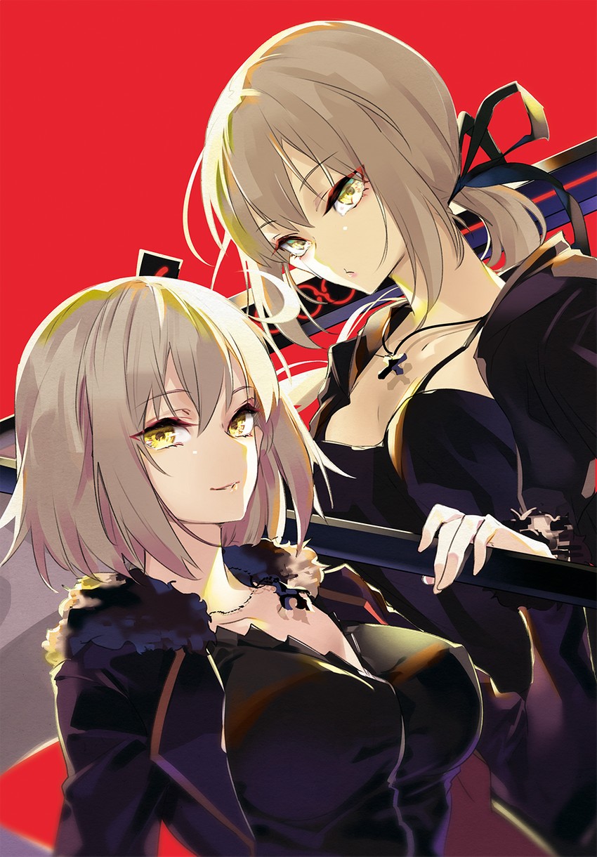 artoria pendragon, jeanne d'arc alter, and saber alter (fate and 1 more) drawn by tsurukame