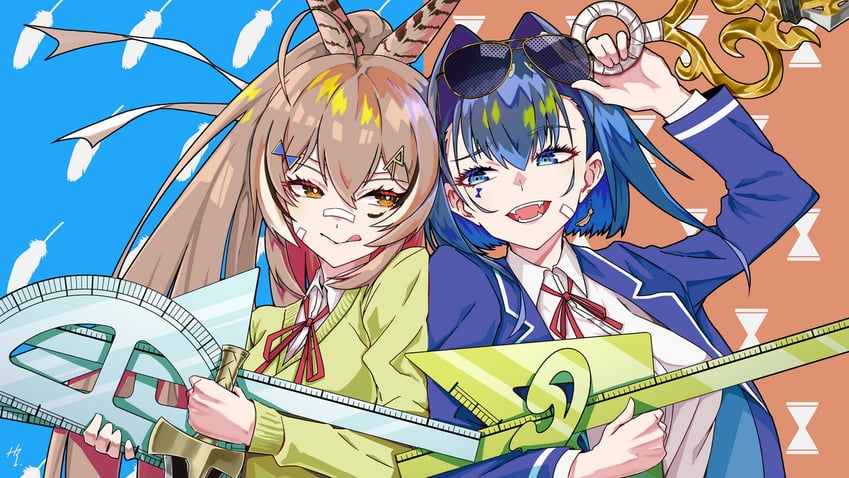 ouro kronii and nanashi mumei (hololive and 1 more) drawn by taka_t