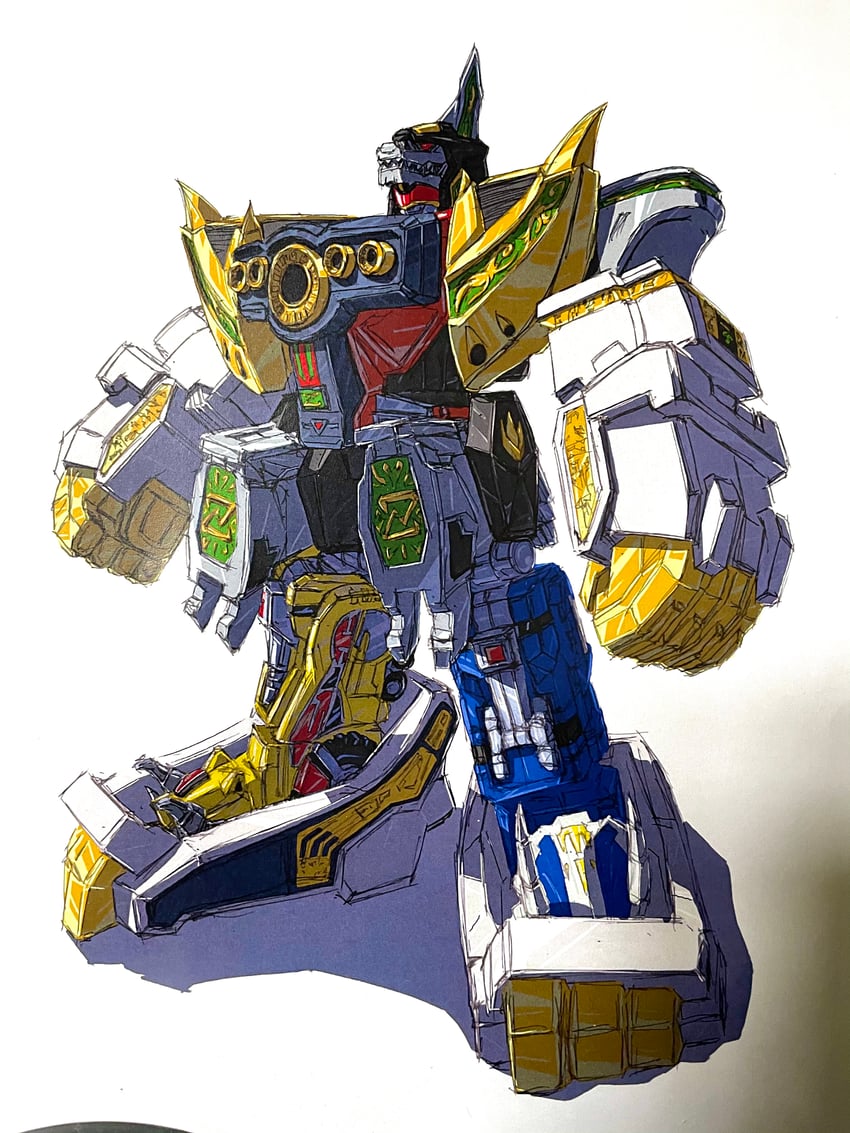 daizyuzin, dragon caesar, zyutei daizyuzin, ultimate daizyuzin, and king brachion (super sentai and 1 more) drawn by samurai55555