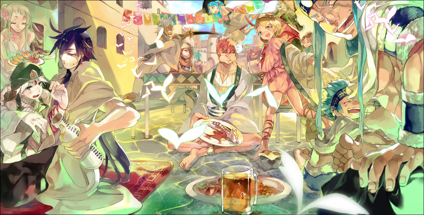 sinbad, ja'far, yamuraiha, masrur, sharrkan, and 4 more (magi the labyrinth of magic) drawn by hyakuhachi_(over3)