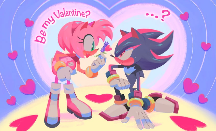 shadow the hedgehog and amy rose (sonic) drawn by omentu5