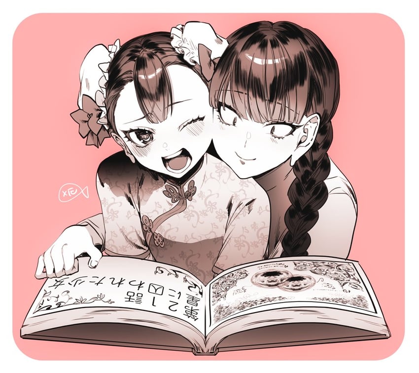 aya guunjoh and kana midoreen (toshokan no daimajutsushi) drawn by yakusuke