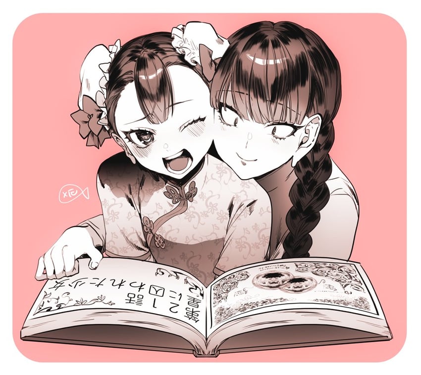 aya guunjoh and kana midoreen (toshokan no daimajutsushi) drawn by