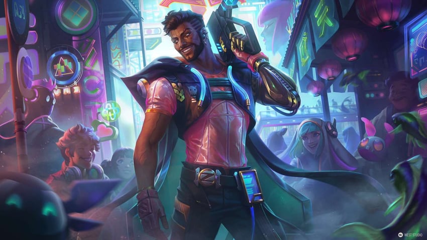 akshan and cyber pop akshan (league of legends) drawn by west_studio