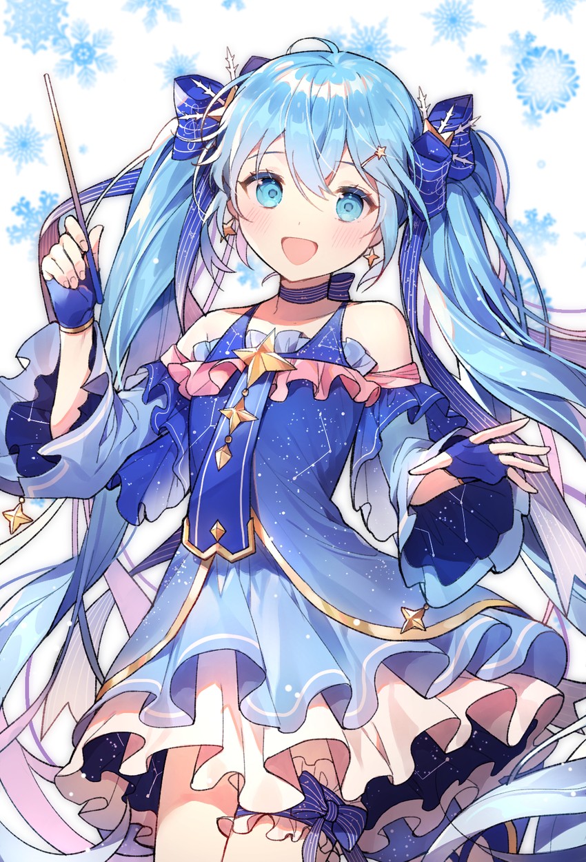 hatsune miku and yuki miku (vocaloid) drawn by azit_(down)