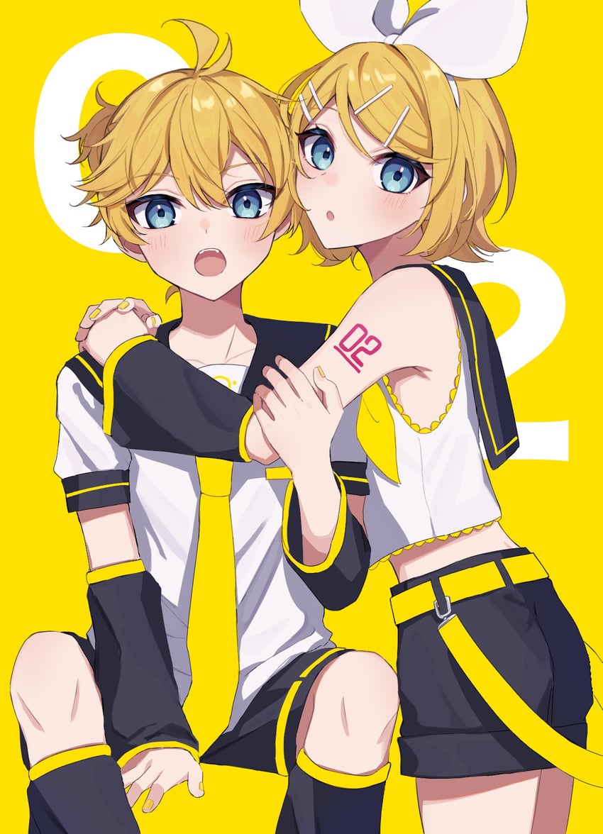 kagamine rin and kagamine len (vocaloid) drawn by rabu_(airabuu5211)