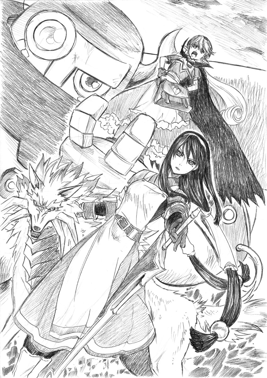 marivel armitage, anastasia valeria, luceid, and asgard (wild arms and 1 more) drawn by munmu-san