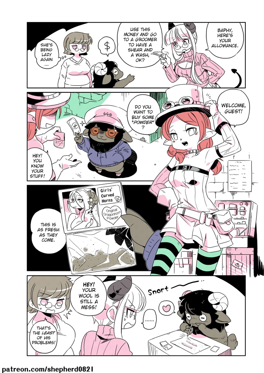 zoey, shopkeeper, baffy, and zoey's sister (modern mogal) drawn by shepherd0821