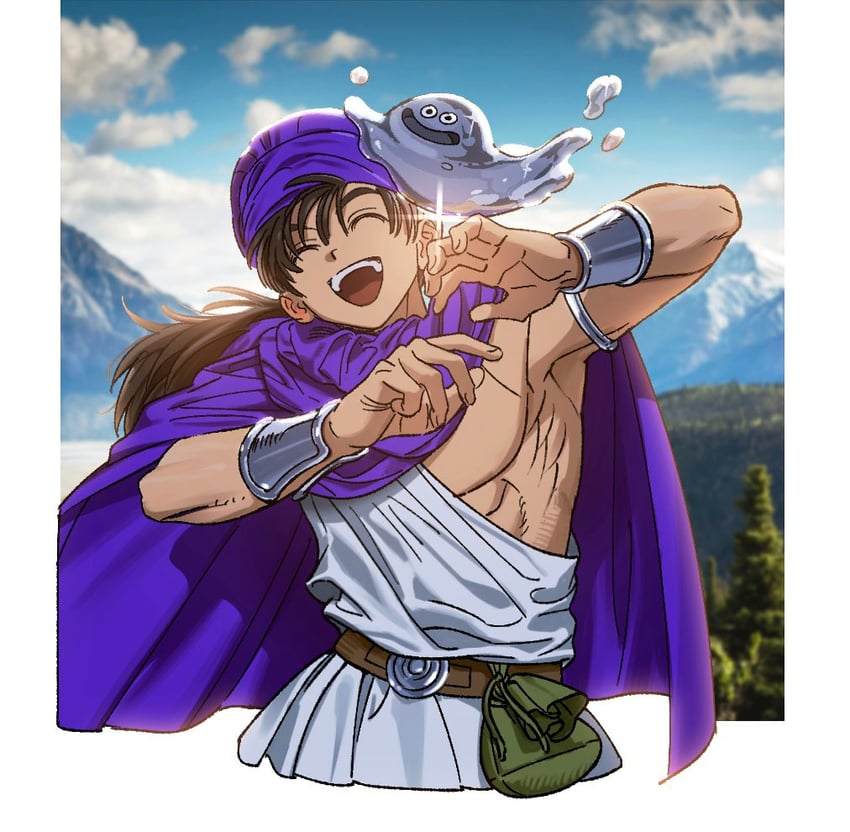 hero and liquid metal slime (dragon quest and 1 more) drawn by pg_pargon