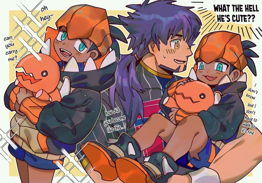 leon, raihan, and trapinch (pokemon and 1 more) drawn by chiyo_(miichiyochin)