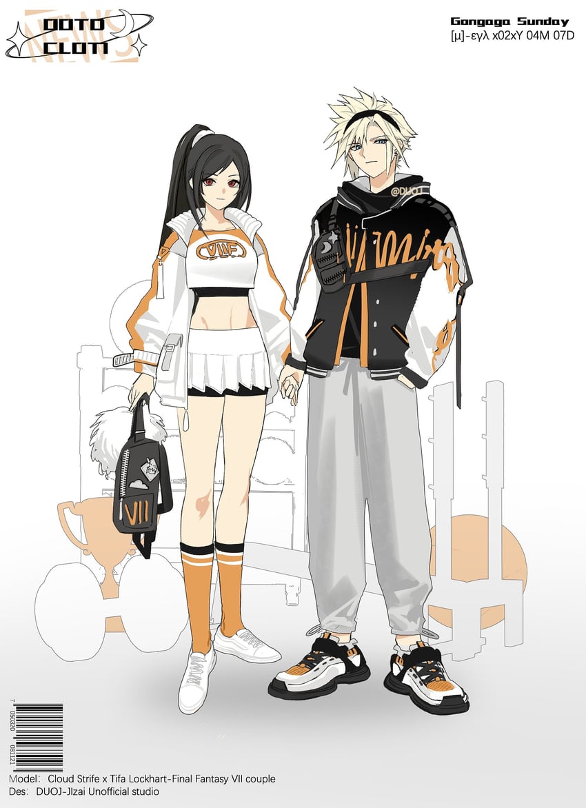 tifa lockhart and cloud strife (final fantasy and 3 more) drawn by duoj_ji
