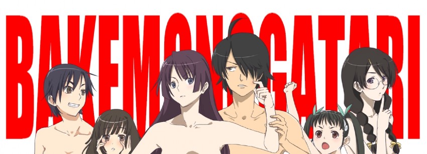 senjougahara hitagi, hanekawa tsubasa, sengoku nadeko, hachikuji mayoi, araragi koyomi, and 1 more (monogatari and 2 more) drawn by sago_(riiko)