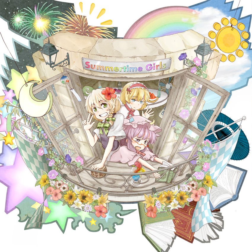 kirisame marisa, alice margatroid, and patchouli knowledge (touhou) drawn by kitsuneno_denpachi
