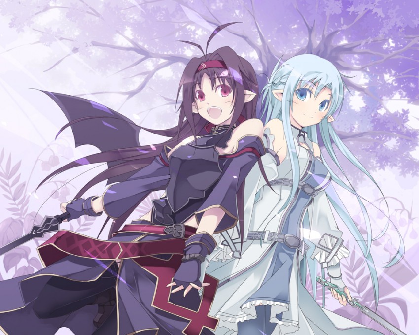 asuna and yuuki (sword art online) drawn by satomi_(black_scarecrow)