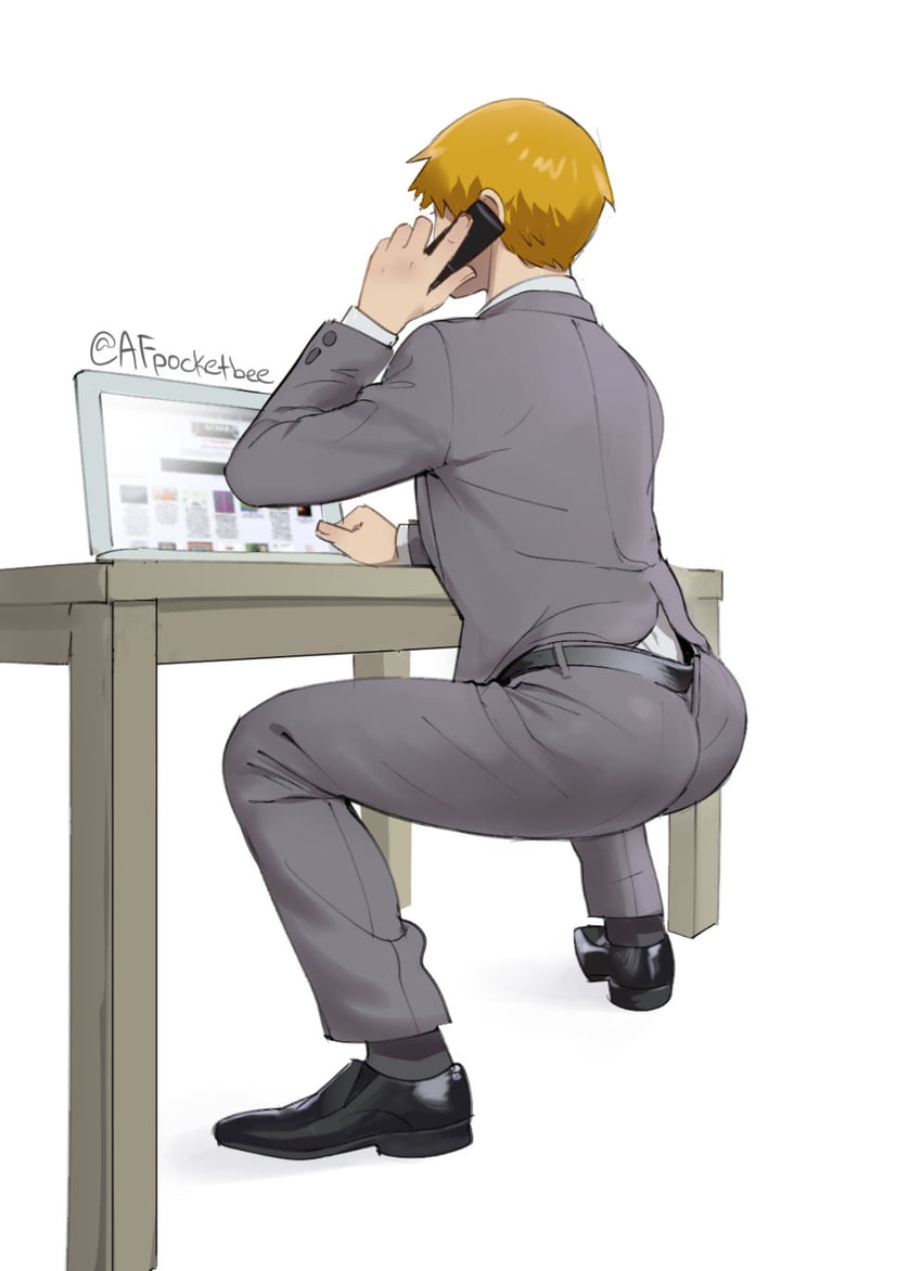 reigen arataka (mob psycho 100 and 1 more) drawn by pocketbee