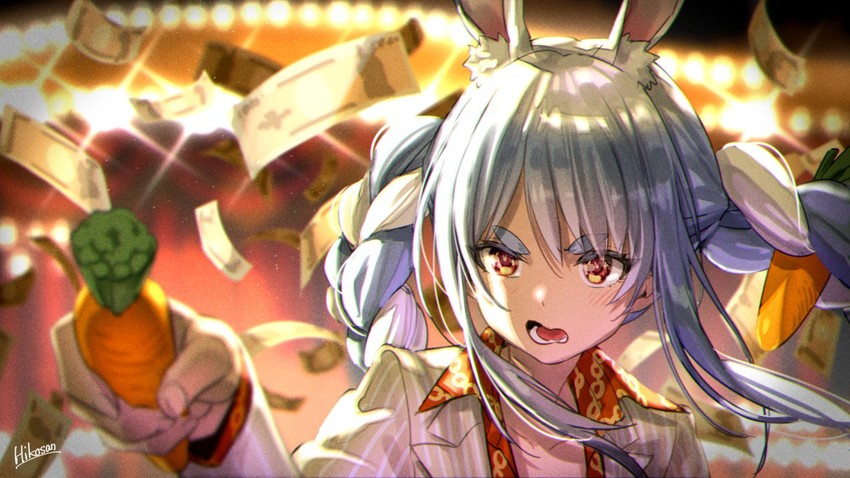 usada pekora and kiryu kazuma (hololive and 2 more) drawn by hikosan